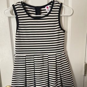 Black, white, and blue striped kids dress
